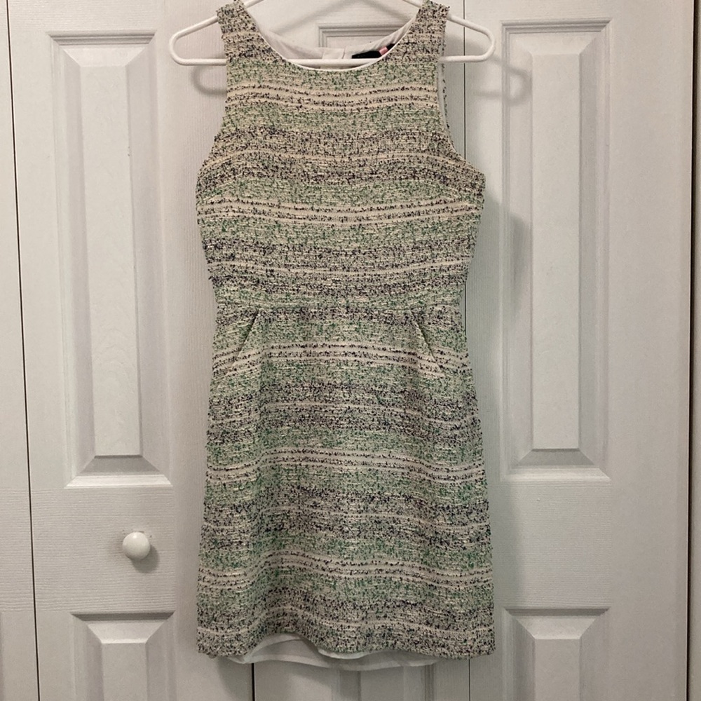 Banana Republic Green and White Pleated Sheath Mini Dress